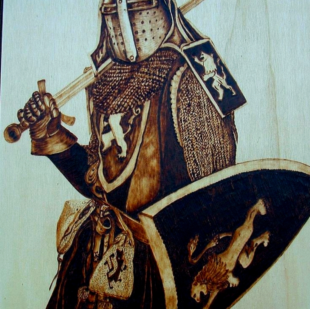 ancient art pyrography on wood